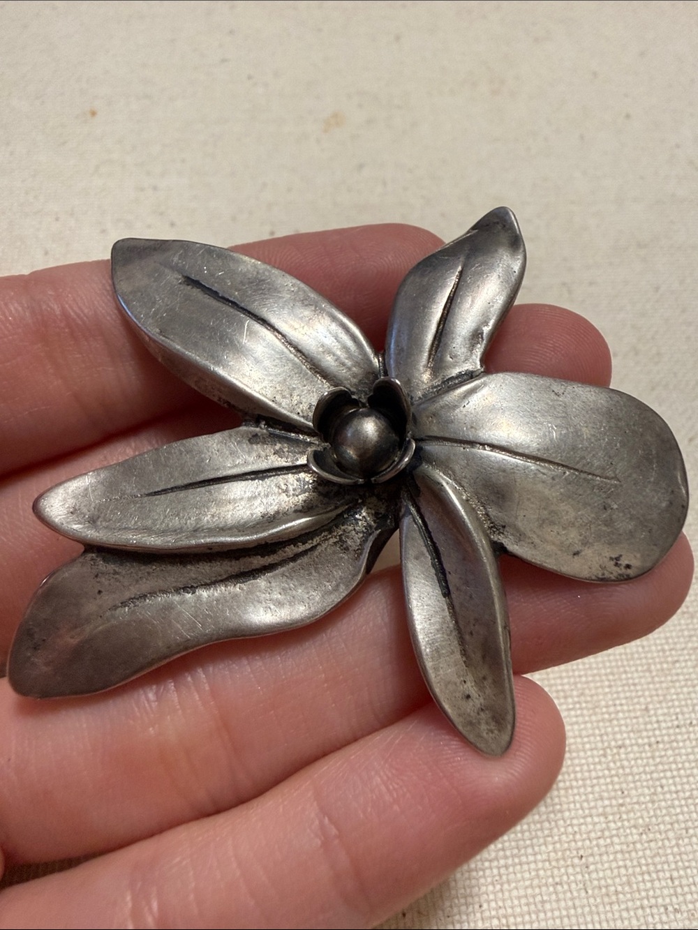 Lovely Sterling Silver Flower Brooch Pin